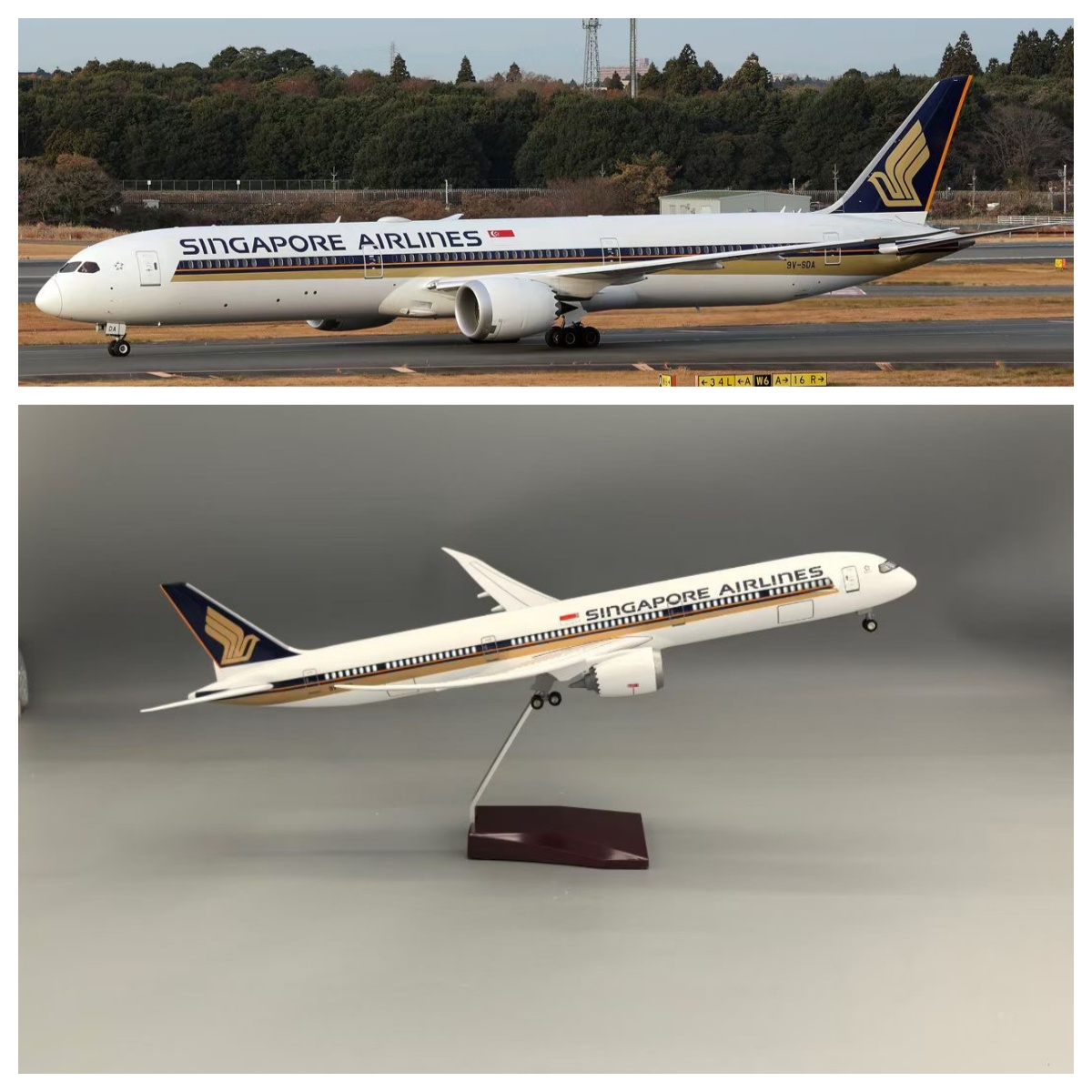 Model Kit Singapore - نموذج طائرة سنغافورايانز B787-10 بطول 43