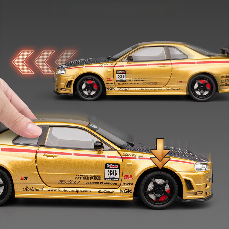 1:24 GTR R34 نموذج سيارة رياضي - مراجعة Model Kit Ae86 وسعره