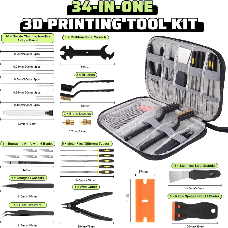 34 قطعة مجموعة أدوات الطابعة ث - مراجعة Model Kit Tweezers وسعره